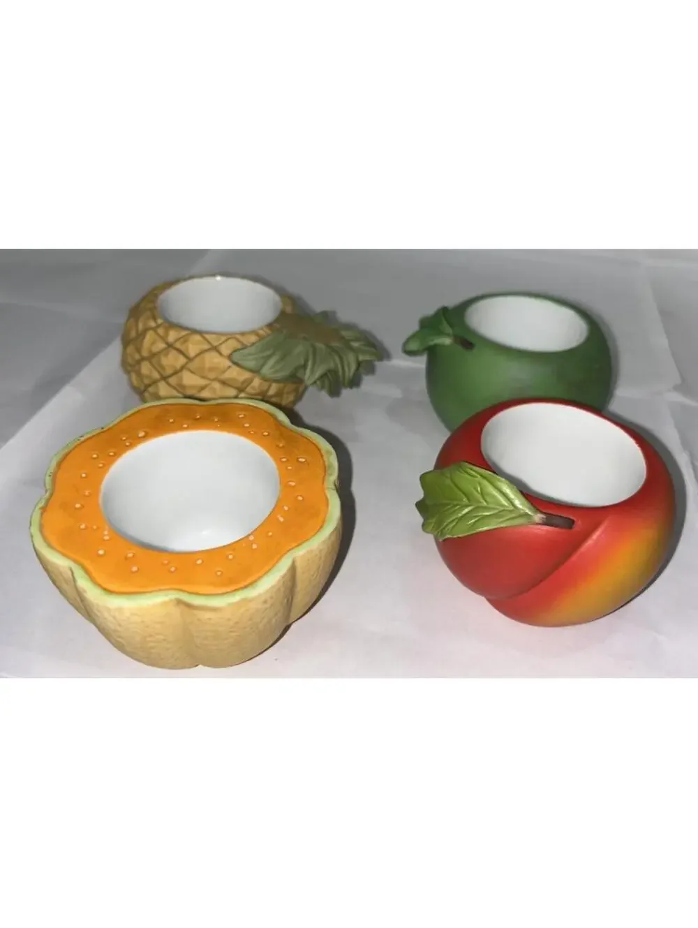 PartyLite Fruit Splash Set 4 Candle Holders Melon Pineapple Apple Peach Votive - Picture 2 of 10